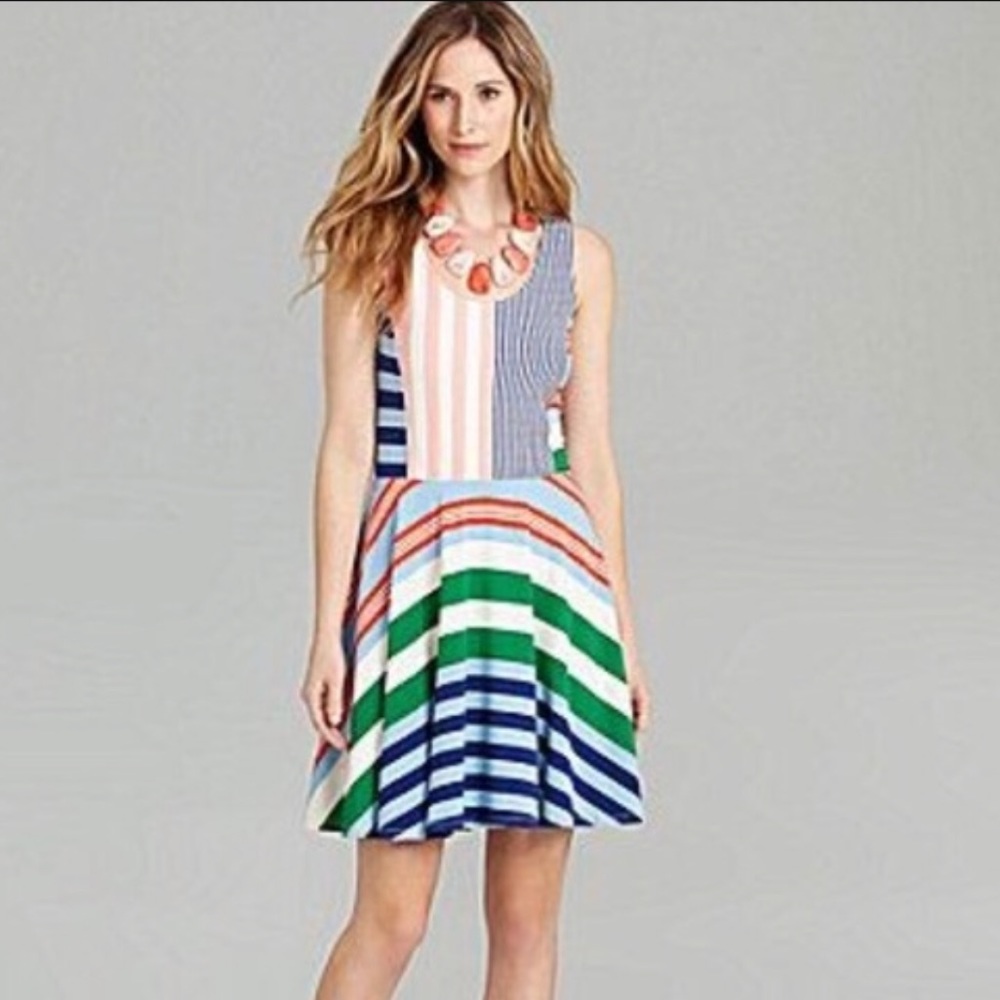 Daniel Cremieux "Joey" Multi Stripe Fit & Flare Dress - Size Med
